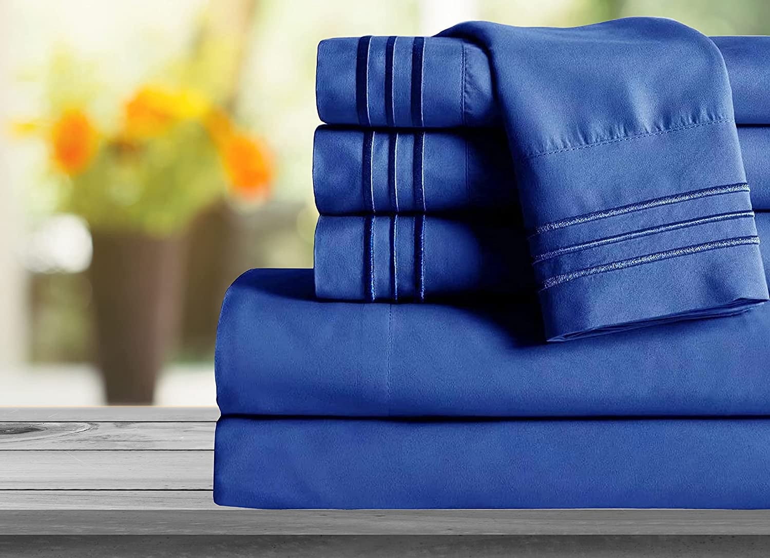 Mocassi 1800 Series Sheet Set 6 Pieces Deep PocketSplit King Royal Blue