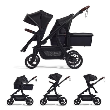 Momcozy ChangeGo Baby Stroller, Convertible Single-to-Double-to-Wagon Stroller with 23 Configurations, Bassinet and Seat Included, Large PU Wheels, All-Wheel Suspension & Extendable UPF50+ Canopy