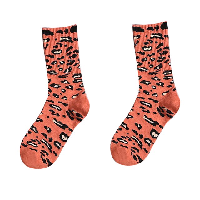 Bas à Imprimé Léopard pour Femmes, Personnalité Automne Hiver, Coton, Longues Chaussettes à la Cheville