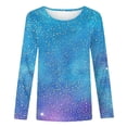 thumbnail image 1 of Girls Tshirts Spring Summer Long Sleeve Gradient Sequin Printed Round Neck Flash Shirt Girls Tops Sky Blue 2-3Years, 1 of 4