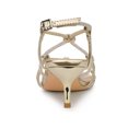 thumbnail image 2 of BLISSFUL STEP Women's Shoes Rhinestone Strap Slingback Kitten Heel Sandals Gold 9.5, 2 of 8