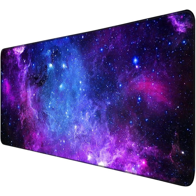 Xxl Mouse Pad Galaxy. Gaming Mousepad Large. Xxl Mousepad 900 X 400 Mm. Large. A vibrant galaxy-themed gaming mouse pad with an extra-large size of 900 x 400 mm (35.4 x 15.7 inches). Features a smooth, anti-slip surface made from super fine fiber braid for precise mouse movements. Designed with a durable, high-quality stitched frame to prevent fraying and a waterproof coating to protect against spills. Suitable for professional gaming or office work, offering ample space for both keyboard and mouse.