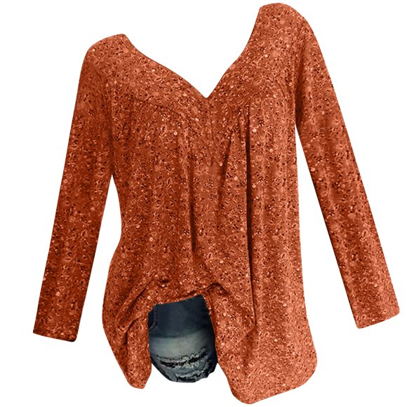 Clearance-Sale Cute Tops for Women Long Sleeve Round Neck Going Out Tops Casual Pullover Letter Printing Fall Fashion Women Blouse Lightweight Trendy Plus Size It's Fall Yall Top(Wine,L)