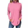 thumbnail image 1 of FAIWAD Women's Turtleneck Long Sleeve Tops Basic Layering Irregular U Hem Soft Underwear Tunic Tops, 1 of 4