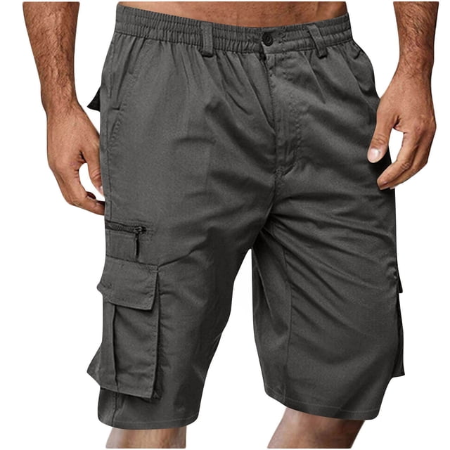 cllios Cargo Shorts for Men Lightweight Work Shorts Button Elastic Waisted Summer Shorts Multi Pockets Travel Hiking Pants