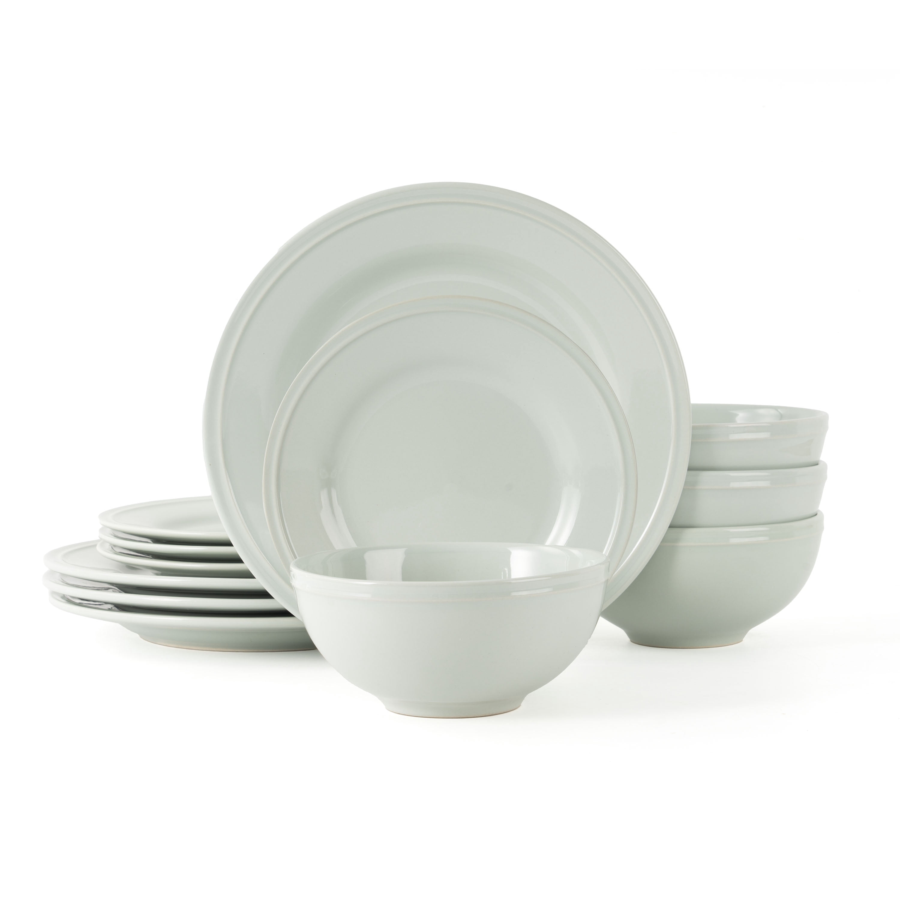 Mainstays Darby Green 12Piece Stoneware Dinnerware Set