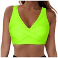 thumbnail image 1 of Huesdet Bikini Haut pour Femmes Maillot de Bain Col en V Bretelles Spaghetti Réglables (Jaune, G), 1 of 9
