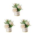 thumbnail image 2 of relayinert Simulation Flower Set Low Maintenance Easy To Clean Fake Peony Silk Hydrangea Flower Silk Artificial Flowers With Vase rose white 3Set, 2 of 6