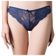 thumbnail image 2 of WTXUE Intimates | Waist Comfortable Hollow Ruffle Womens Low Bow Lace Underwear | 1 Piece Dark Blue XXL, 2 of 6