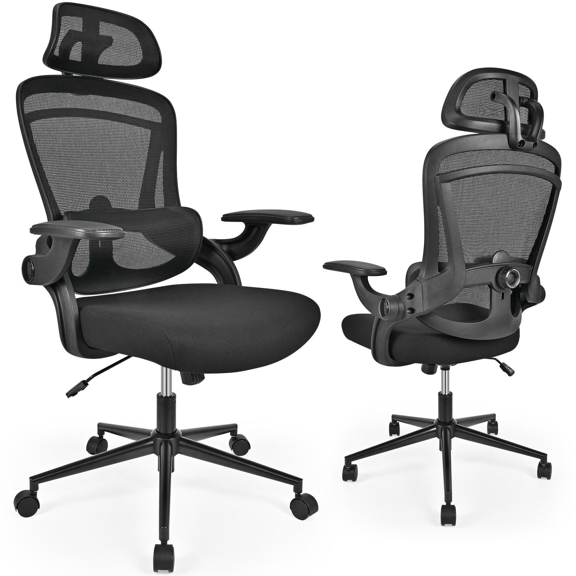 Ergonomic High Back Office Desk Chair with C-Shape Lumbar Support and Adjustable 2D Headrest, Comfy Mesh Swivel Executive Computer Chair for Home, Office, Study, Gaming