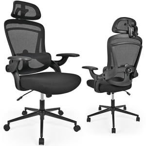 Chaise de bureau ergonomique à haut niveau avec support Lombaire en forme de C et réglable 2D Tête d'appui, confortable Mesh chaise d'ordinateur de direction pivotante pour la maison, bureau, étude, jeu
