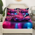 thumbnail image 3 of Sports Car Queen Sheet Set Racing Sports Sheets,Purple Neon Light Geometric Bed Sheets Set For Kids Teens Men Extreme Sport Automobile Bed Set, 3 of 7