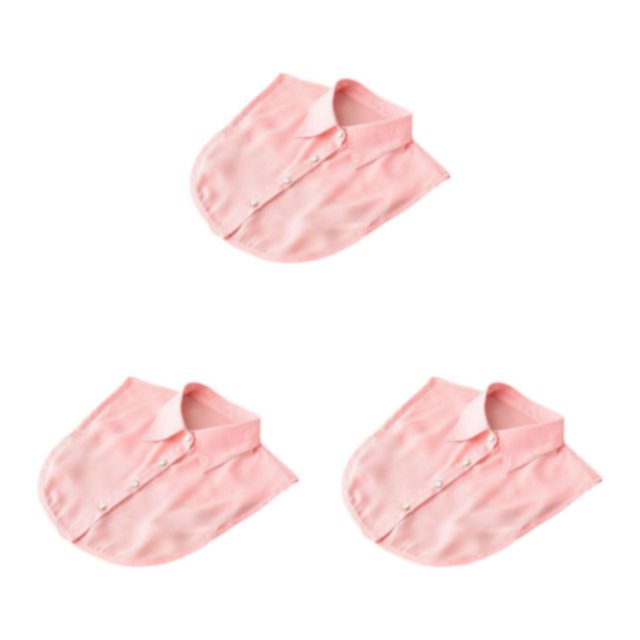 QualitChoice Design Simple Couleur Unie Faux Col Mode Formelle Chiffon Faux Demi-Chemise Décoratif Détachable Col Rabattu Vêtements Décor Rose Point 3 Pcs