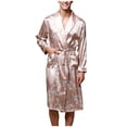thumbnail image 2 of Gift TIMIFIS Men's Satin Robe Silk Robe Classic Long Bathrobe Lightweight Loungewear Bathrobe V Neck Sleepwear pring/Summer, 2 of 6