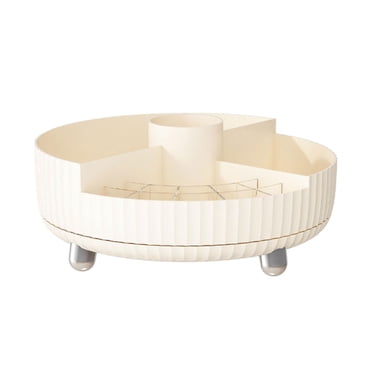 Makeup Organizer Cosmetic Storage Box Rotating Large Capacity Cosmetic Organizer white