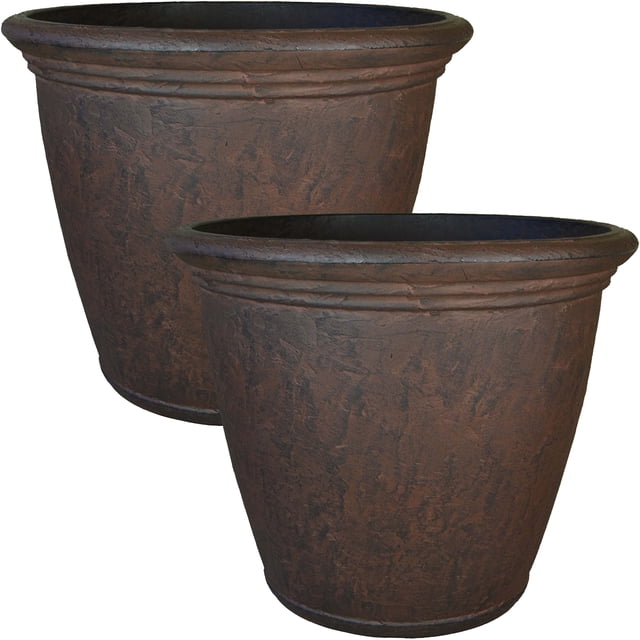 Sunnydaze Jardinière d'Extérieur à Double Paroi Résistante aux Intempéries en Anjelica - 24 Pouces - Fini Rouille - Lot de 2