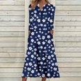 thumbnail image 1 of Babysbule Liquidation Robes d'Automne pour Femmes Mode Femmes Décontracté Élégant Col Rond Imprimé Été Manches Longues Poches Robe, 1 of 5