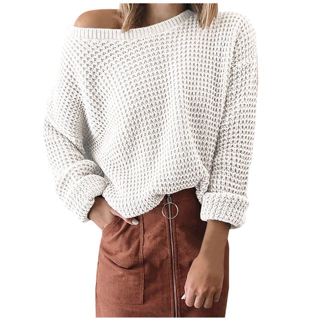 Mrat Chandails d'Automne pour Femmes Mode pour Femmes à Rayures Colorblock Court Court Chandail en Tricot Court Chandails Courts pour Femmes P-89 Blanc P