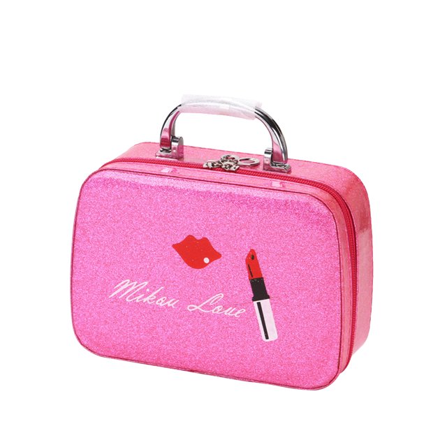 Makeup Case Lip Printed Portable Top Handle Makeup Box Cosmetic Organizer