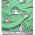 thumbnail image 1 of Soimoi polyester Crepe Fabric Wreath,Snowman,Reindeer Animal Print Fabric by Yard 42 Inch Wide, 1 of 3