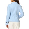 thumbnail image 3 of INSPIRE CHIC Caban à Revers Cranté à Double Boutonnage pour Femme Bleu Pâle TP, 3 of 5