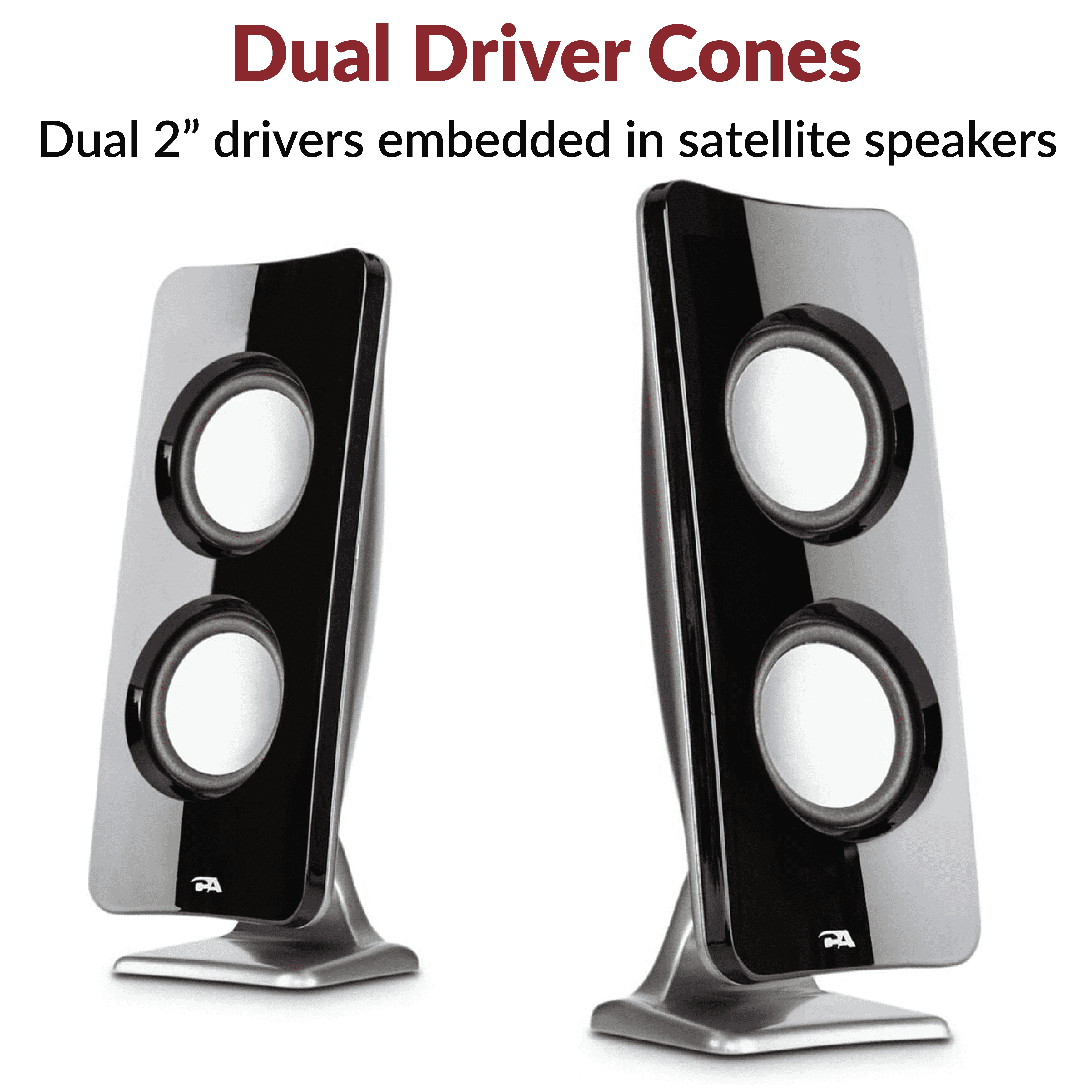 Cyber Acoustics CA-3610 3pc 62W (total) 2.1 Channel Speaker System with Subwoofer and Control Pod, Full Stereo Sound, Black