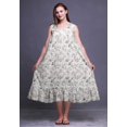 thumbnail image 2 of Bimba Chemises de Nuit Blanches en Coton Imprimé Feuilles Florales et Pivoines pour Femmes Robe Sans Manches Tenue de Nuit Robe Maxi Petit, 2 of 6