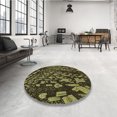 thumbnail image 4 of Ahgly Tapis d'Intérieur Lavable en Machine Carré Transitionnel Jaune Foncé Vert, 7 Pieds Carré, 4 of 7