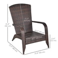 thumbnail image 3 of Outsunny Outdoor Adirondack Chair Rattan Fire Pit Chair with Cushion Cream, 3 of 9