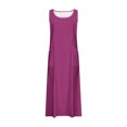 thumbnail image 5 of Meichang Robe Sans Manches en Lin pour Femme, Décontractée d'Été, Col Rond, Robe Débardeur Unie, Robe Évasée de Plage pour les Vacances avec Poches, 5 of 5