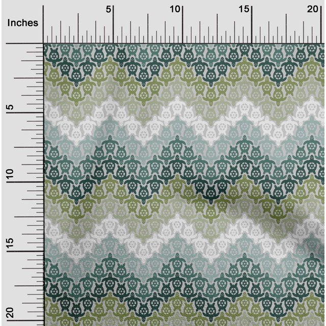 oneOone Polyester Lycra Dark Teal Green Fabric Turtle Block Fabric For Sewing Printed Craft Fabric By The Yard 56 Inch Wide