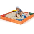 thumbnail image 1 of Gymax Bac à Sable de Cour Arrière en Bois pour Enfants avec Sièges d'Angle Intégrés Mobilier d'Extérieur pour Enfant, 1 of 10