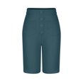 thumbnail image 4 of Timegard Shorts for Women High Waist Button Straight Leg Solid Color Comfy Casual Workout Half Pants, 4 of 5