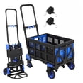 thumbnail image 1 of Cherish Diable Pliant 2-en-1 avec Panier – Chariot Plateforme de 330 Lb avec 4 Roues et Poignée Rétractable, Bleu, 1 of 7