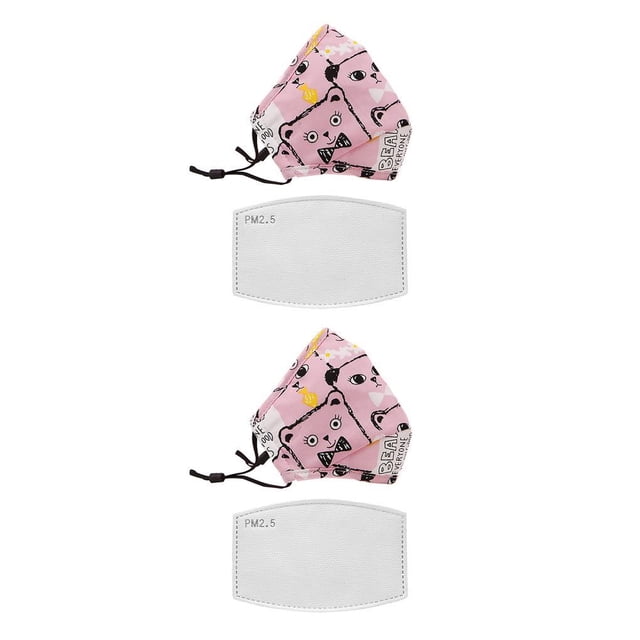 jesticaly Children Mask Filter Cartoon Cotton Mouth Face Cover Filters Accessory 1pc Bow tie bear 2Set