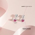 thumbnail image 4 of CZ Heart Solitaire Simulated Ruby Earrings Screw Back - Sterling Silver, 4 of 6