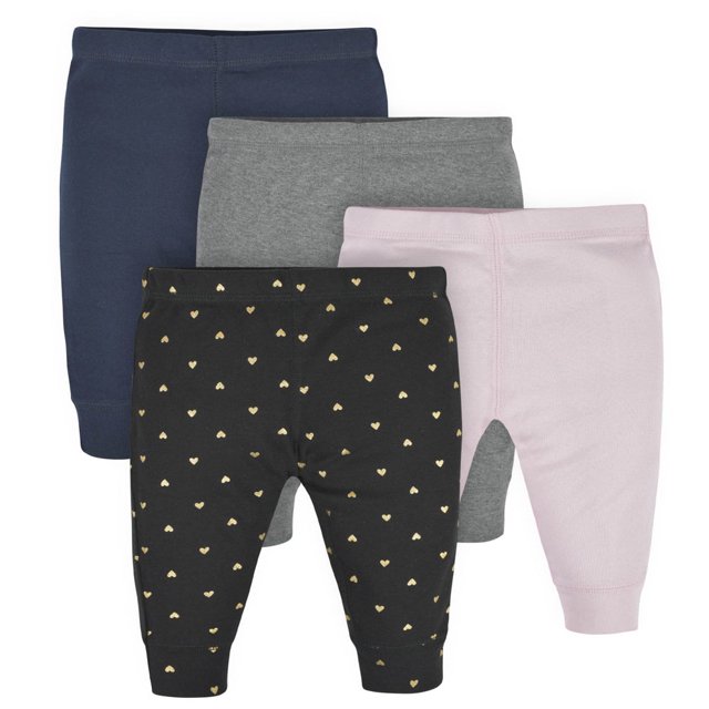 CHOK Baby Girls Essential Pants 4-Pack (Newborn - 24 Months)