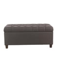 thumbnail image 2 of HomePop Ainsley Traditional Fabric Button Tufted Storage Bench in Gray, 2 of 10
