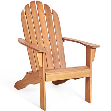 Costway Outdoor Adirondack Chair Solid Wood tough Patio Garden Furniture Natural