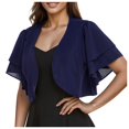 thumbnail image 1 of Kcodviy Women Solid Short Sleeve Cardigan Sweater Knit Cropped Bolero Open Front Duster Sweater Cardigan Chiffon Cardigan, 1 of 5