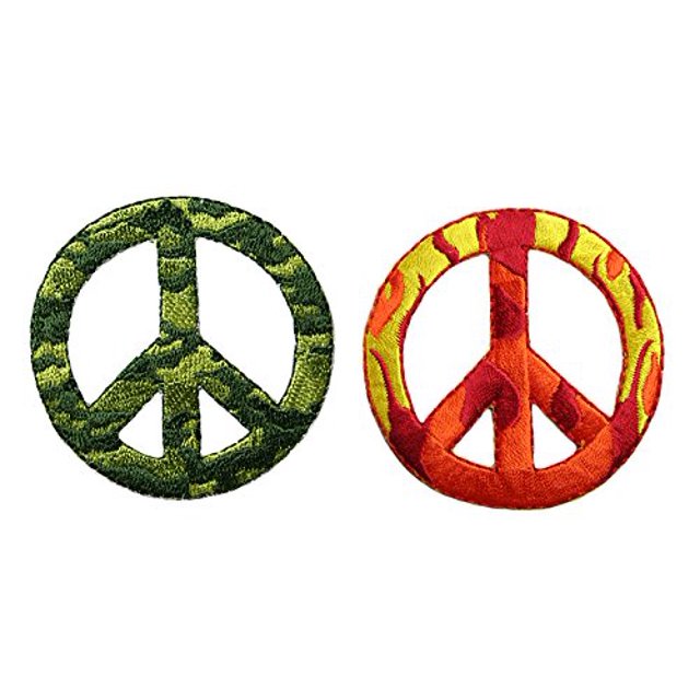 Altotux 2 Pcs Patch Autocollant à Repasser avec Signe de Paix Flamme Camouflage (Combinaison)