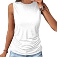 thumbnail image 2 of Yuyuzo Tank Tops for Women Sleeveless Crewneck Shirts Solid Color Ruched T Shirts Basic Summer Top, 2 of 7