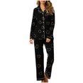 thumbnail image 2 of MeetoTime Pyjama d'Automne pour Femme, Ensemble 2 Pcs, Haut à Manches Longues Boutonné et Pantalon, Tenue de Nuit, 2 of 7