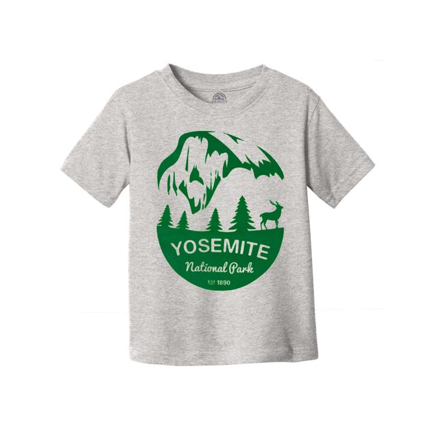 Yosemite National Water-Based Screen Toddler T-Shirt - Heather/Green Ink - 2T