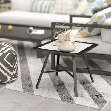 Outsunny Patio Side Table, Small Outdoor Side Table w/ SPC Tabletop, Grey