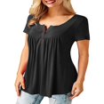 thumbnail image 3 of CHOK Women T Shirts Short Sleeve Round Neck Button Up Tunic Tops (White  XL), 3 of 4