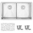 thumbnail image 1 of Évier de Cuisine 50/50 à Double Bol en Acier Inoxydable de 32 Pouces sous Plan, Élégant, avec Grilles et Passoires S-321XG, 1 of 11