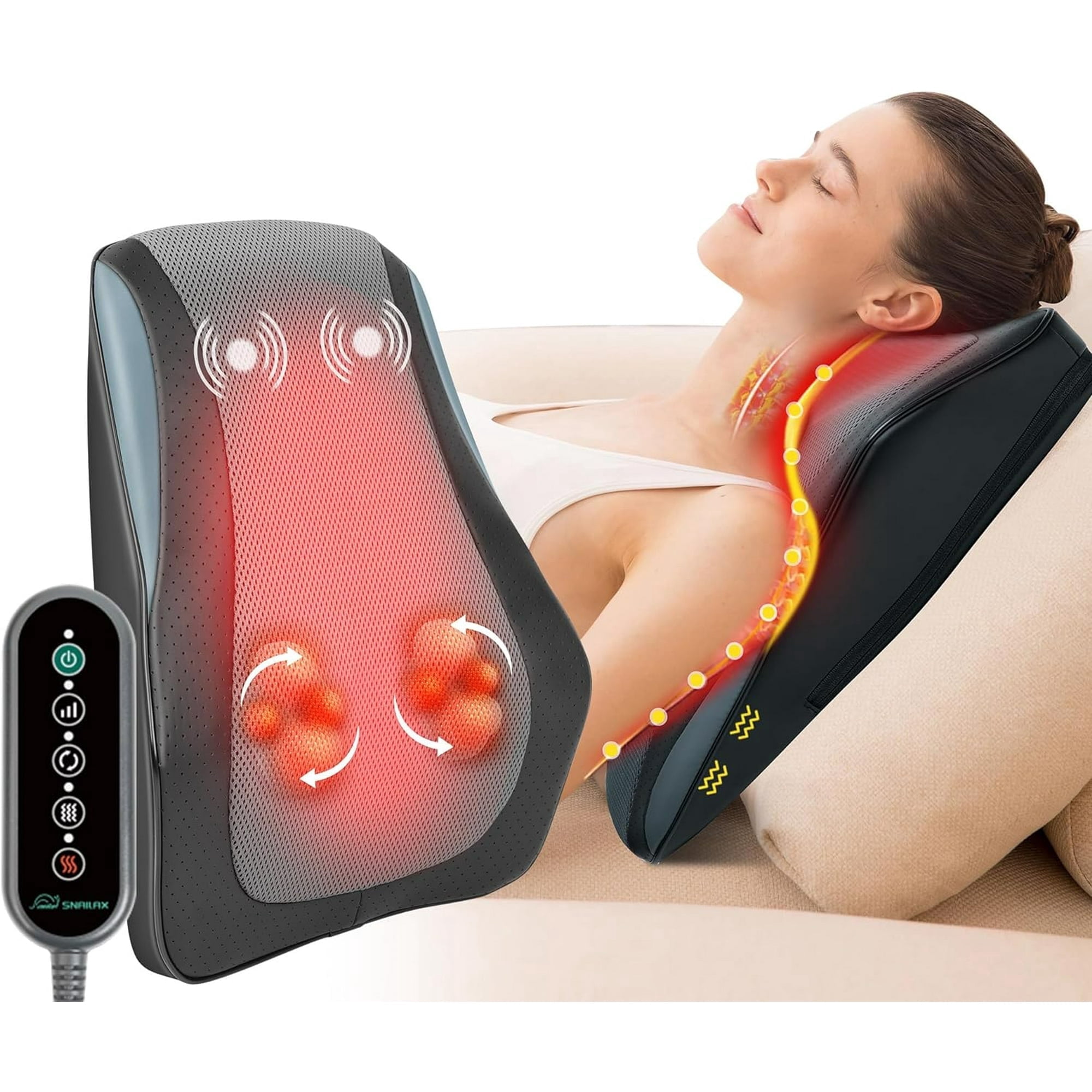 Snailax Back Massager for Back Pain Deep Tissue, Shiatsu Lower Back Neck Massgaer with Heat, Kneading Massage Pillow, Gifts for Mom
