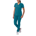 thumbnail image 1 of Adar Addition Go-Basic Scrub Set For Women - Slim V-Neck Scrub Top & Skinny Cargo Scrub Pants, 1 of 7