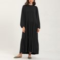 thumbnail image 1 of Gspmoly Robes Décontractées pour Femmes, Robe Décontractée Grande Taille pour Femmes à Col Montant, Couleur Unie, Manches Longues, Hiver Automne, Basique, Maxi Longue Décontractée, Robe Quotidienne de Vacances, Robes d'Été pour Femmes, Offres Hebdomadaires, 1 of 6